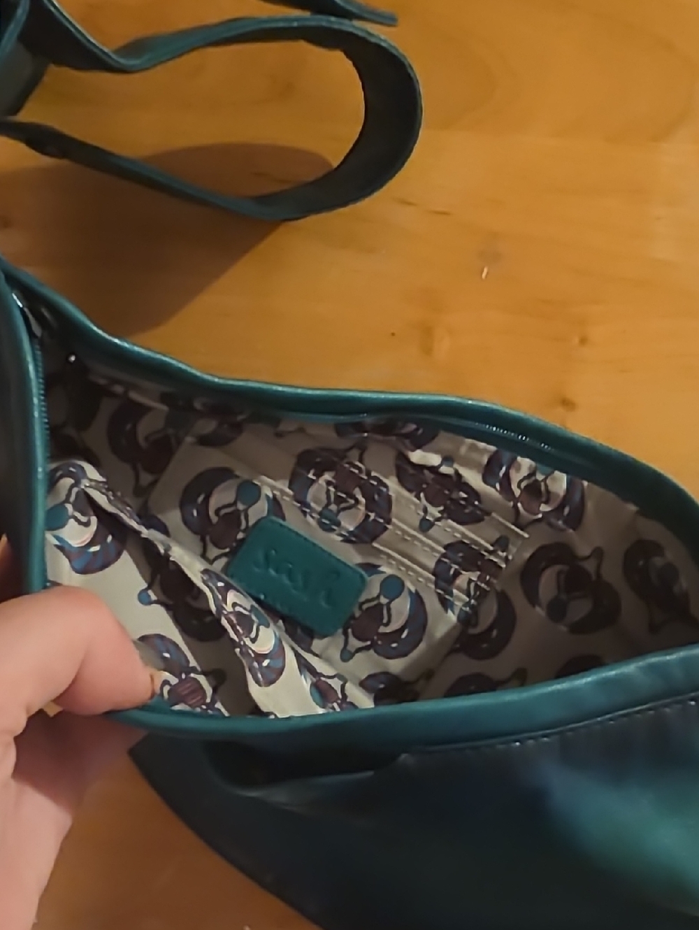 Turquoise Distressed Leather Half Sash Bag - Picture 3 of 6